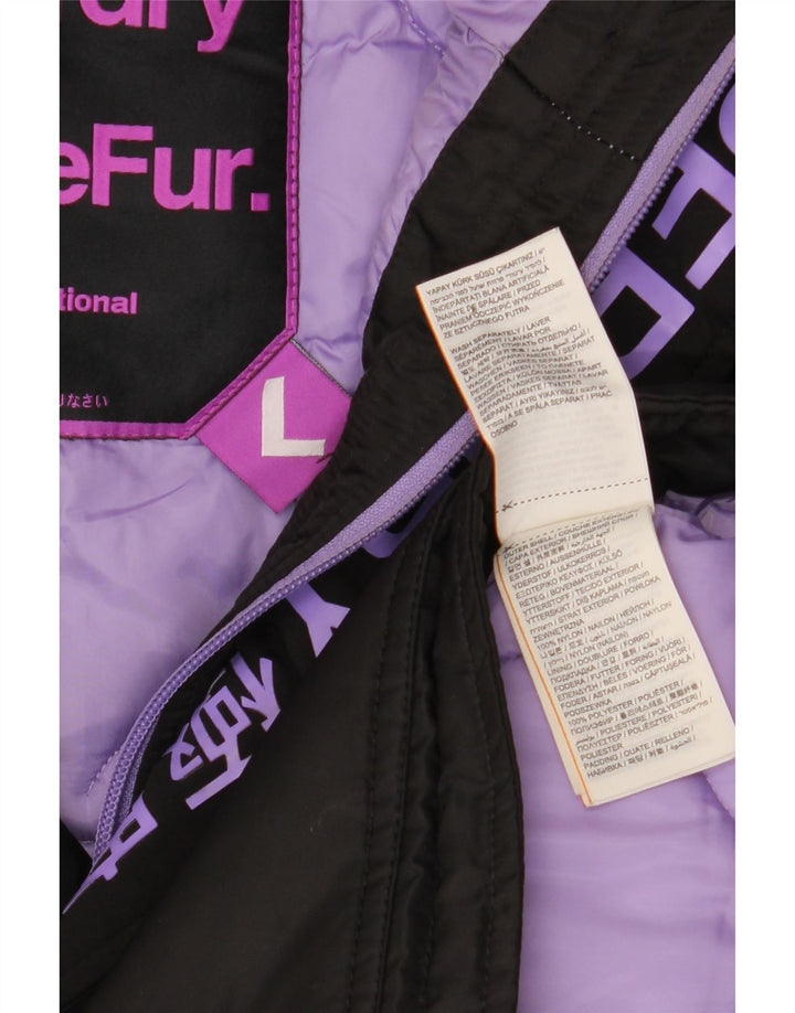 Женская парка Superdry с капюшоном UK 16, большая черная нейлоновая зимняя куртка