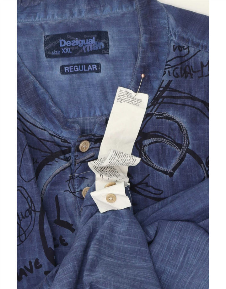 Мужская рубашка-пуловер Desigual с рисунком 2XL, темно-синяя, хлопок