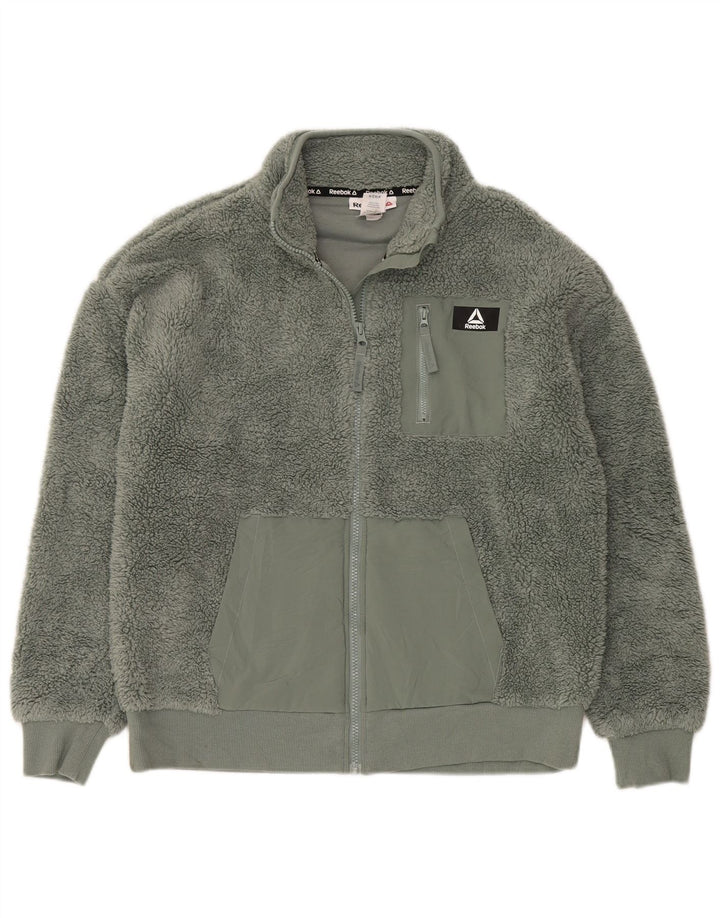 Женская флисовая куртка Reebok Oversized UK 10, маленькая, зеленая, полиэстер
