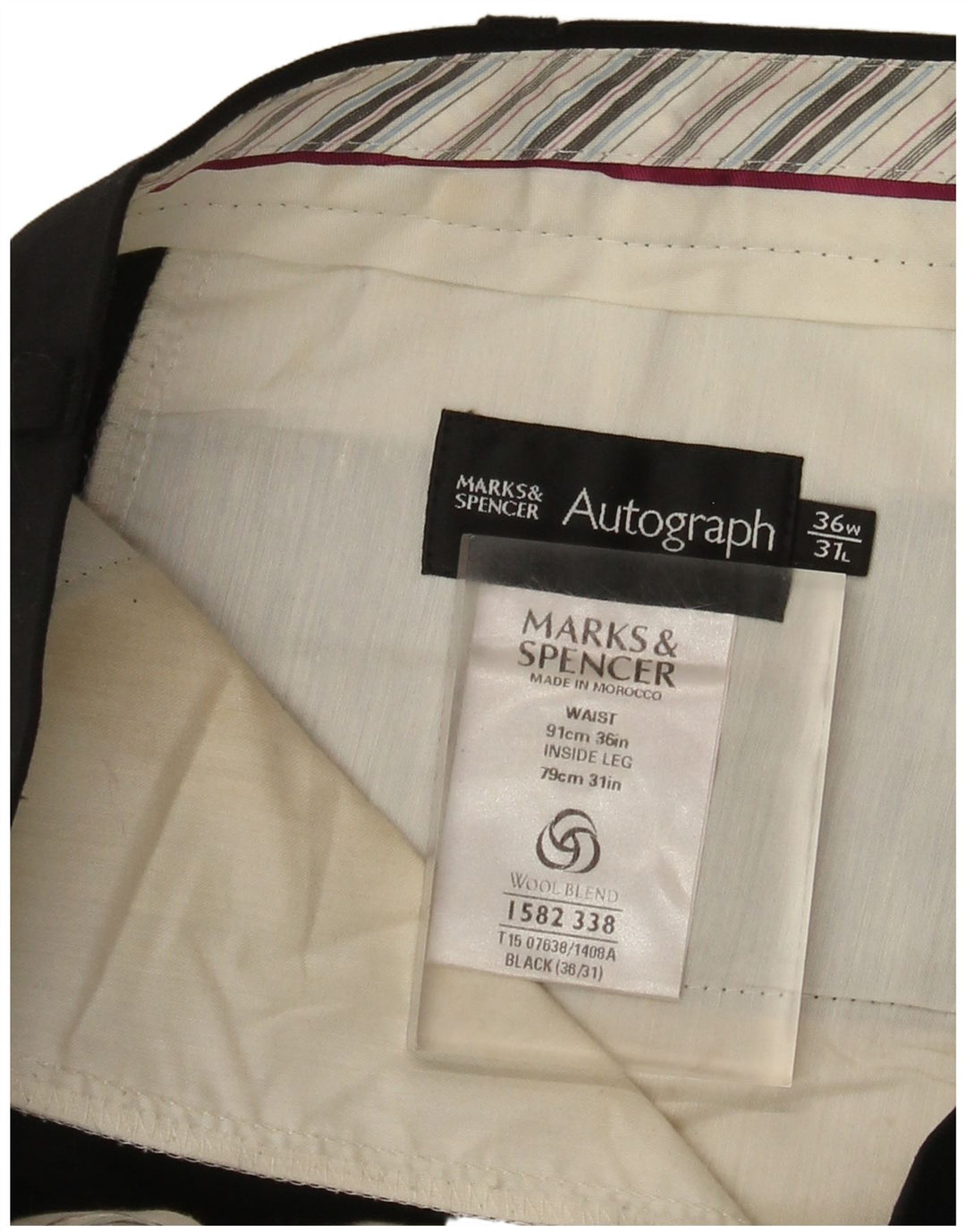 Мужские прямые костюмные брюки Marks & Spencer с автографом W36 L31 черные