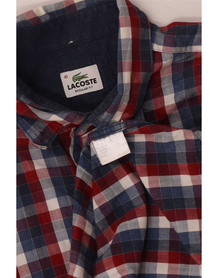 Мужская рубашка Lacoste, размер 41, средний размер, разноцветная клетка, хлопок