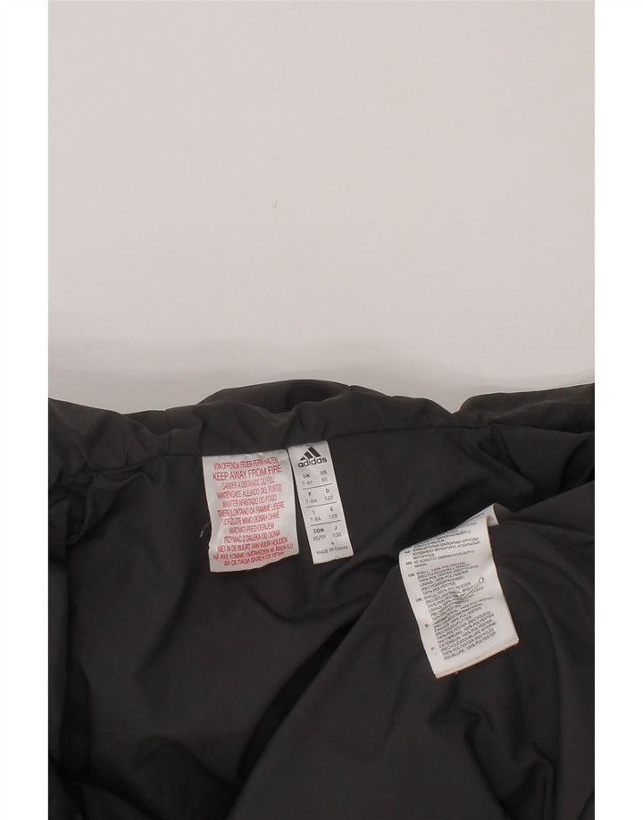 ADIDAS Boys Hooded Padded Jacket 7-8 Years Grey Polyester Vintage Adidas and Second-Hand Adidas from Messina Hembry 
