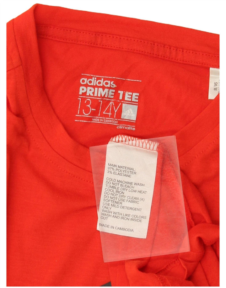 Футболка Adidas с рисунком Climalite для мальчиков, топ 13–14 лет, красный полиэстер
