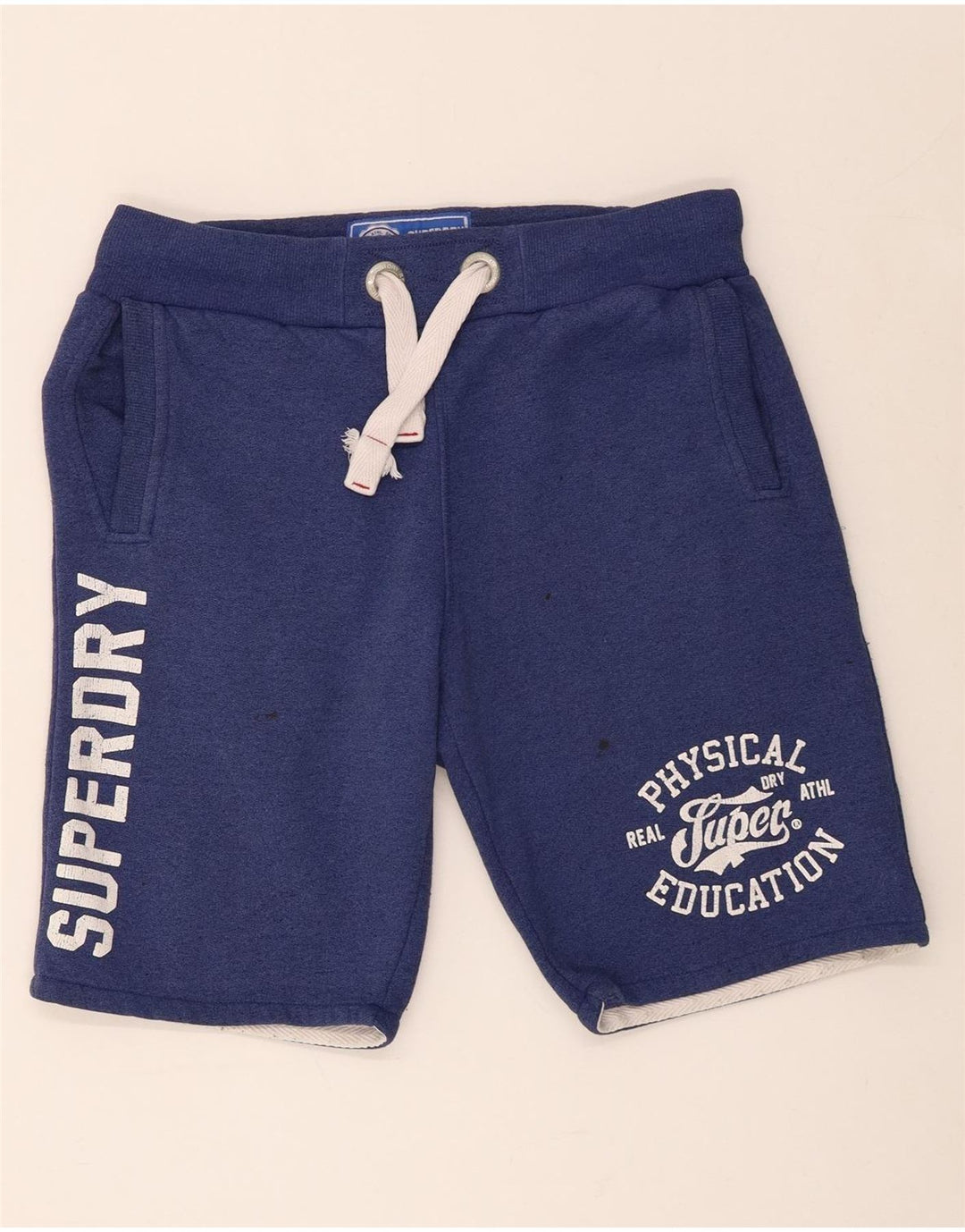 Мужские спортивные шорты Superdry с рисунком, хлопковые, среднего синего цвета