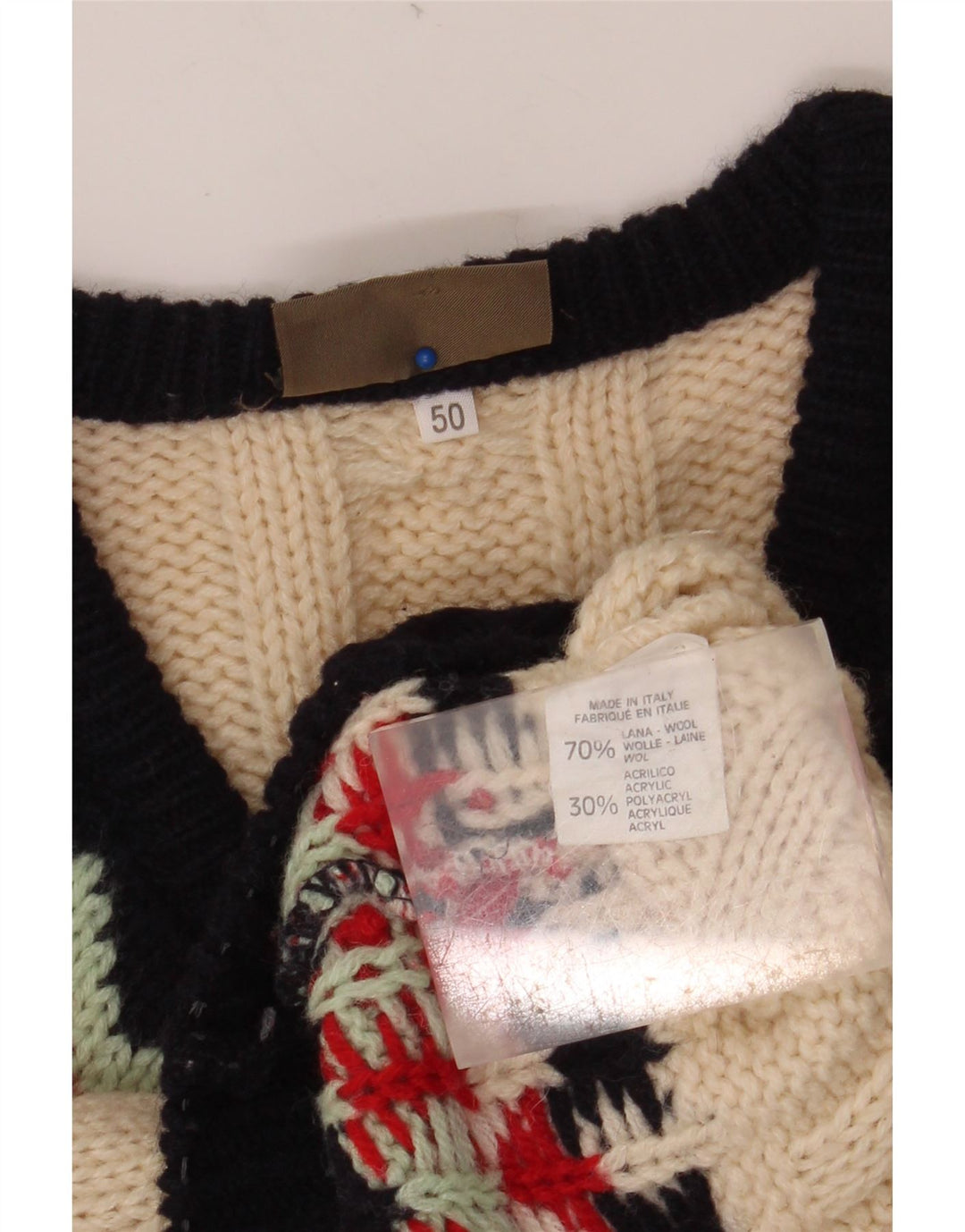 SEVRES Мужской джемпер с v-образным вырезом IT 50 Medium Beige Fair Isle Wool