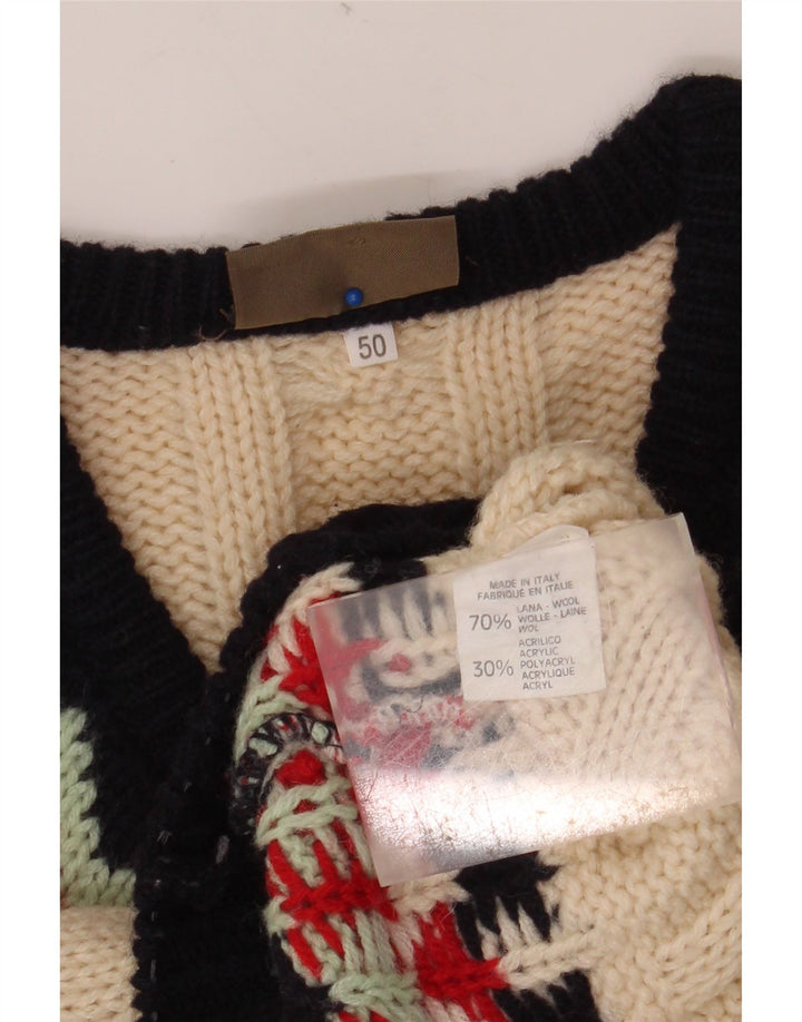 SEVRES Мужской джемпер с v-образным вырезом IT 50 Medium Beige Fair Isle Wool