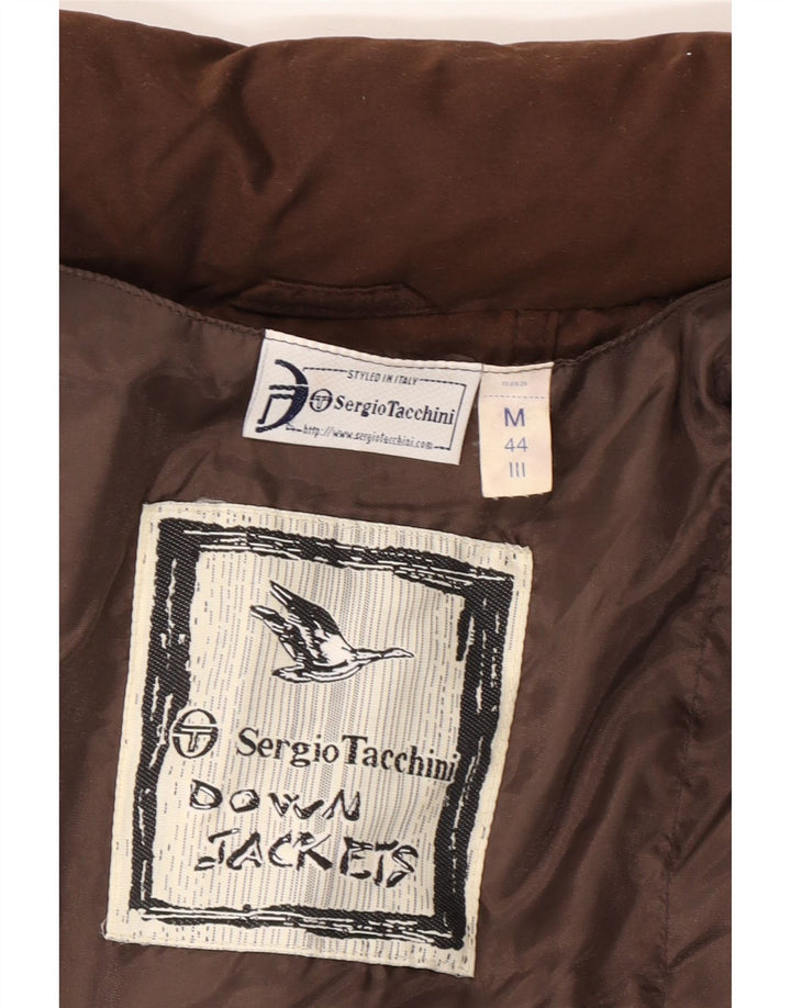 Женская стеганая куртка свободного кроя Sergio Tacchini UK 14, средний коричневый полиамид