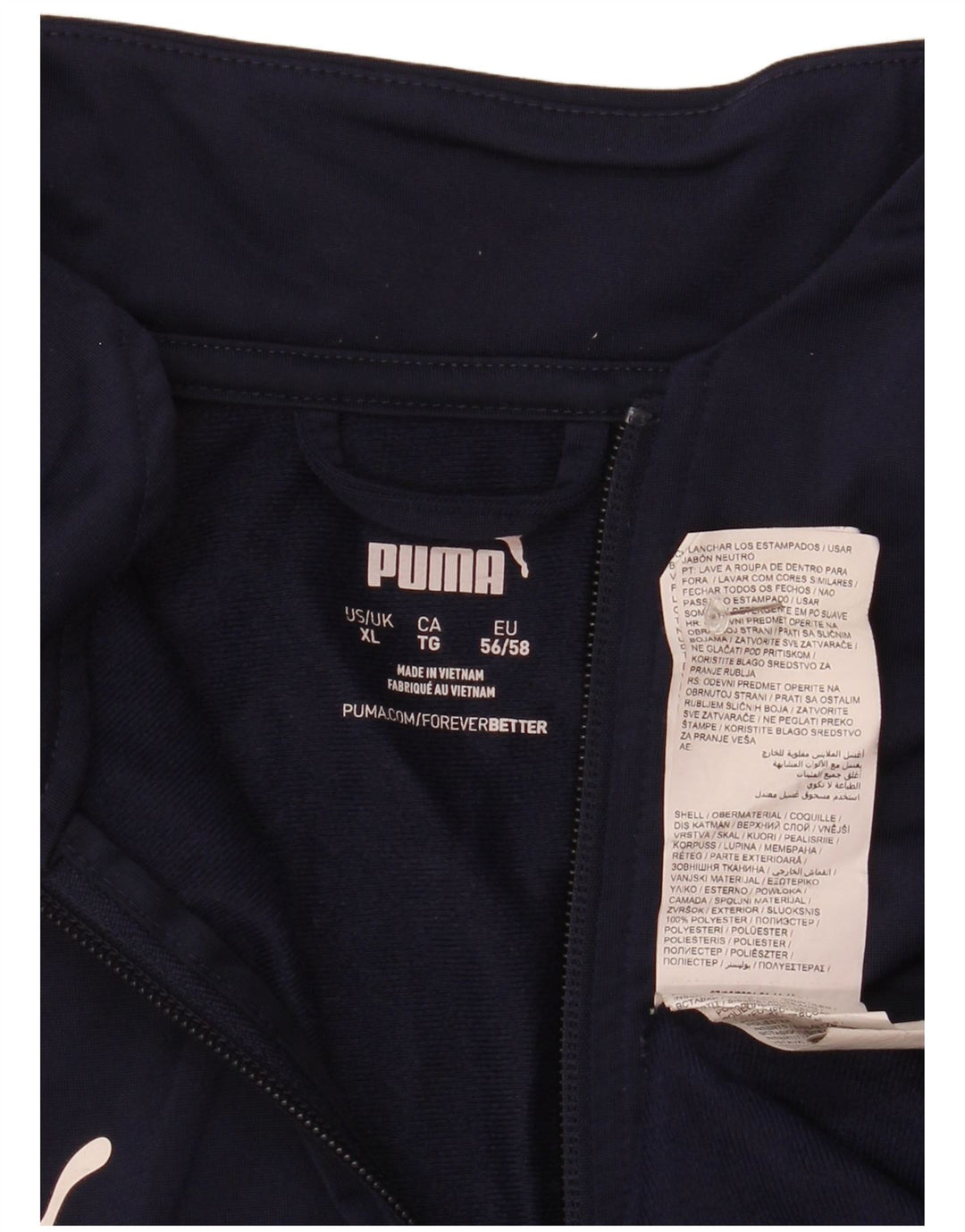 Мужской пуловер с воротником на молнии Puma, топ XL, темно-синий полиэстер