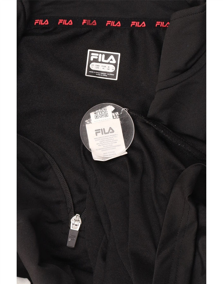 FILA Мужской пуловер с воротником на молнии, спортивный костюм, верх XL, черный, полиэстер с цветными блоками