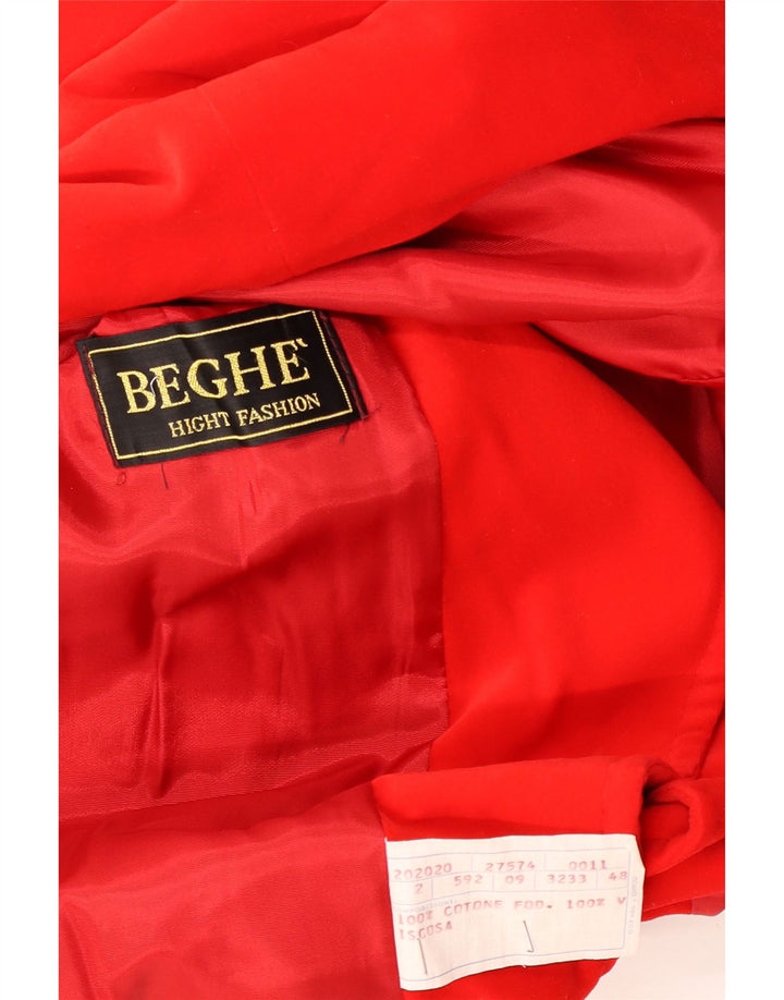 Винтажный женский пиджак на двух пуговицах IT 48 XL, красный хлопок