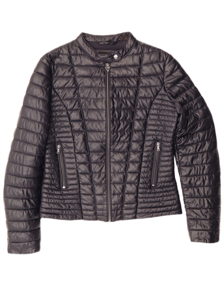 GUESS Женская стеганая куртка UK 14 Средний Темно-Синий Полиуретан