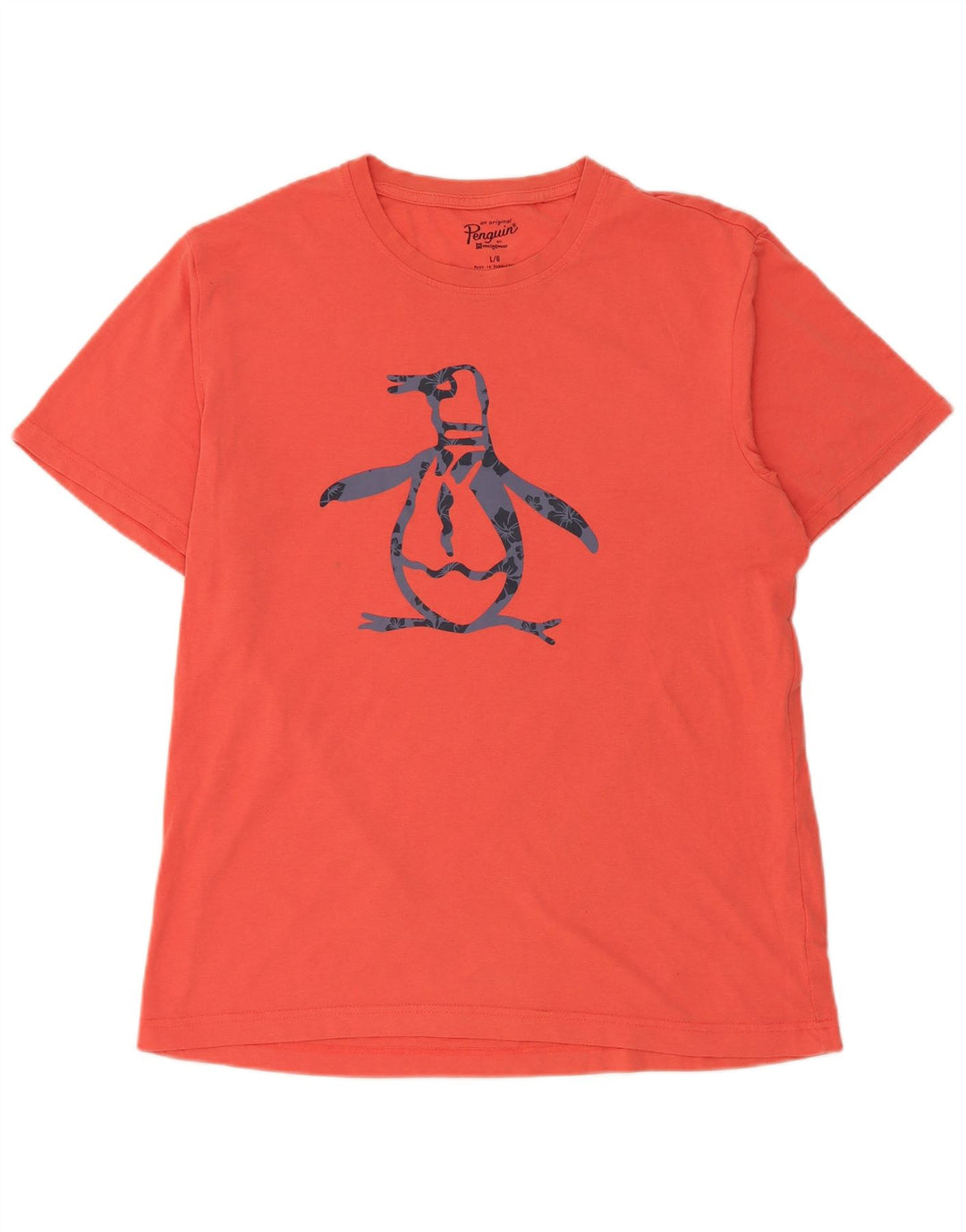 Мужская футболка с рисунком Penguin, большая оранжевая хлопковая футболка