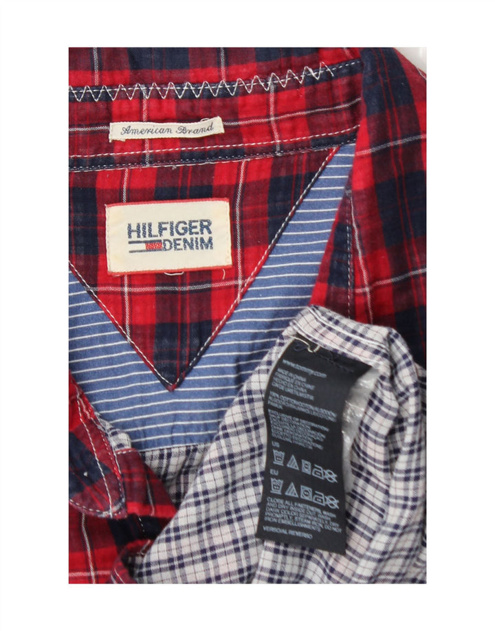 TOMMY HILFIGER Mens Shirt Medium Red Check Cotton Vintage Tommy Hilfiger and Second-Hand Tommy Hilfiger from Messina Hembry 