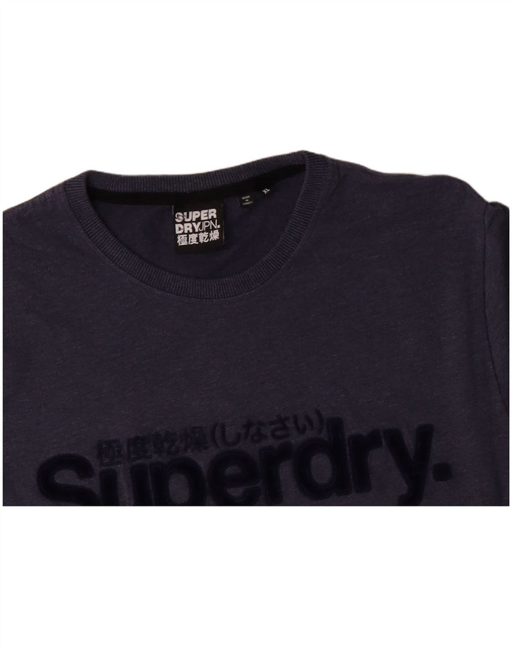 SUPERDRY Мужская футболка с рисунком Top XL Синий Хлопок