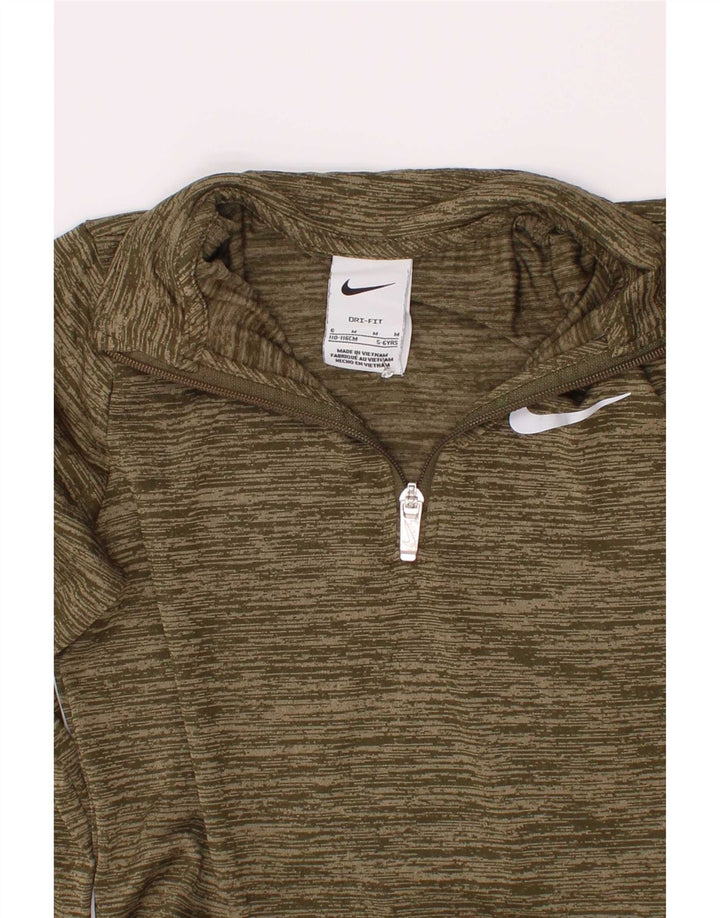 Пуловер спортивный костюм Nike для мальчиков Dri Fit, топ 5–6 лет, средний, хаки, в крапинку