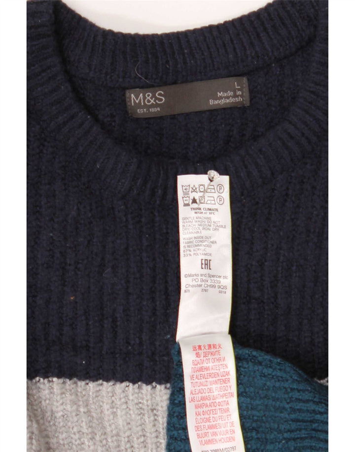 Мужской джемпер с круглым вырезом Marks & Spencer, большой разноцветный