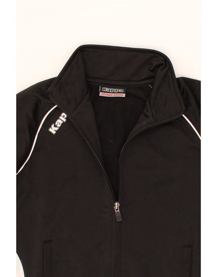 KAPPA Boys Graphic Tracksuit Top Jacket 9-10 Years Black Colourblock Vintage Kappa and Second-Hand Kappa from Messina Hembry 