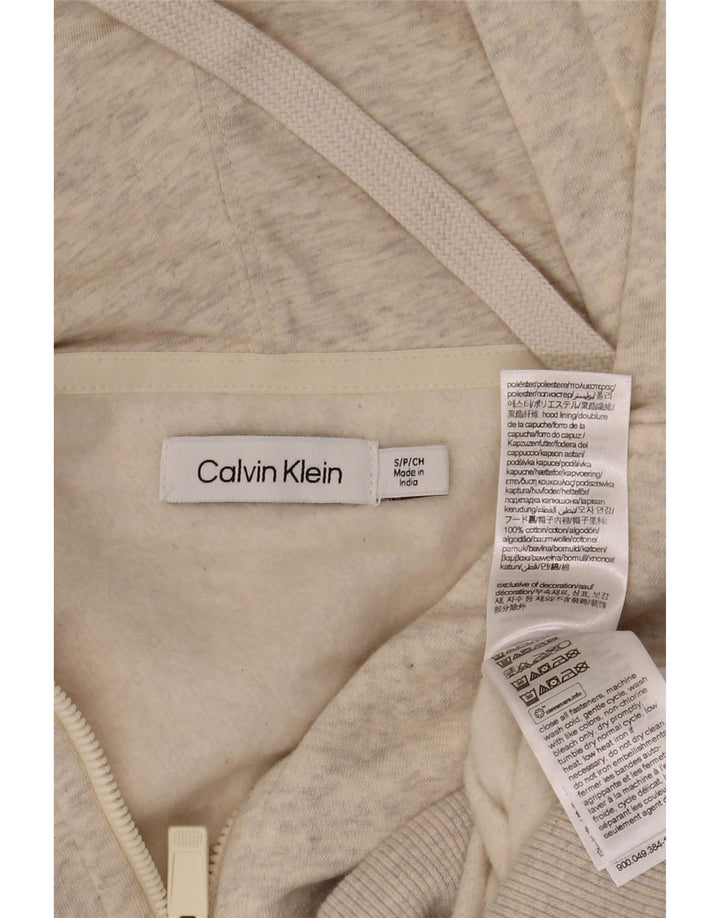 Женский укороченный свитер с капюшоном на молнии CALVIN KLEIN UK 10, маленький кремовый, в крапинку