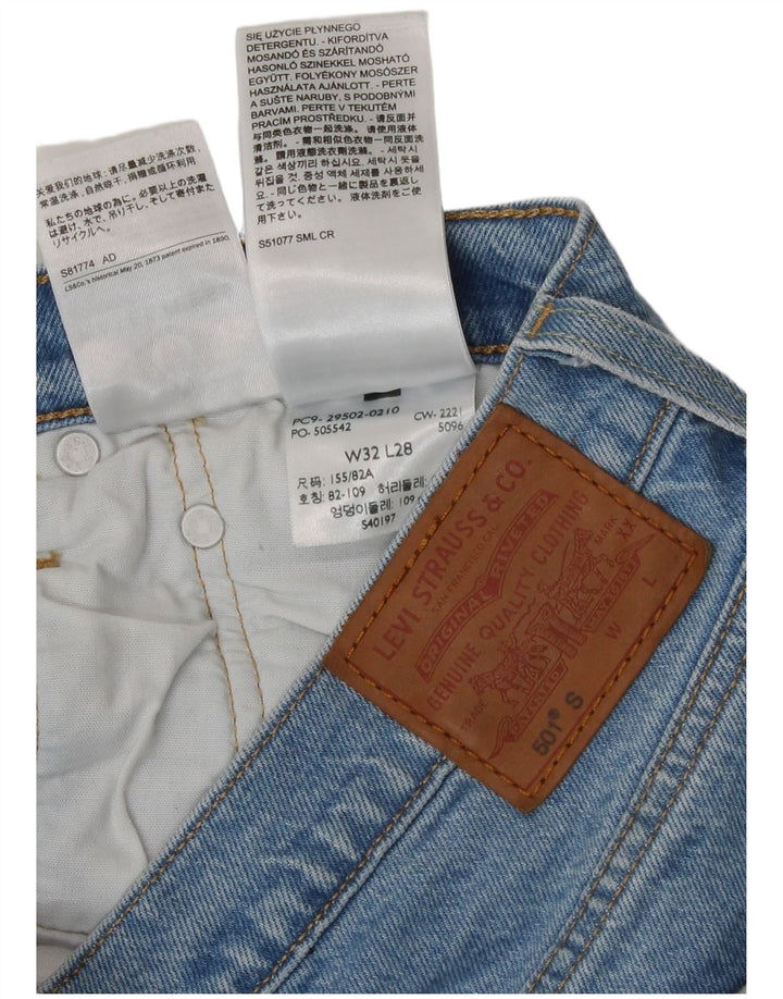 Женские потертые прямые джинсы Levi's 501 W32 L28, синий хлопок