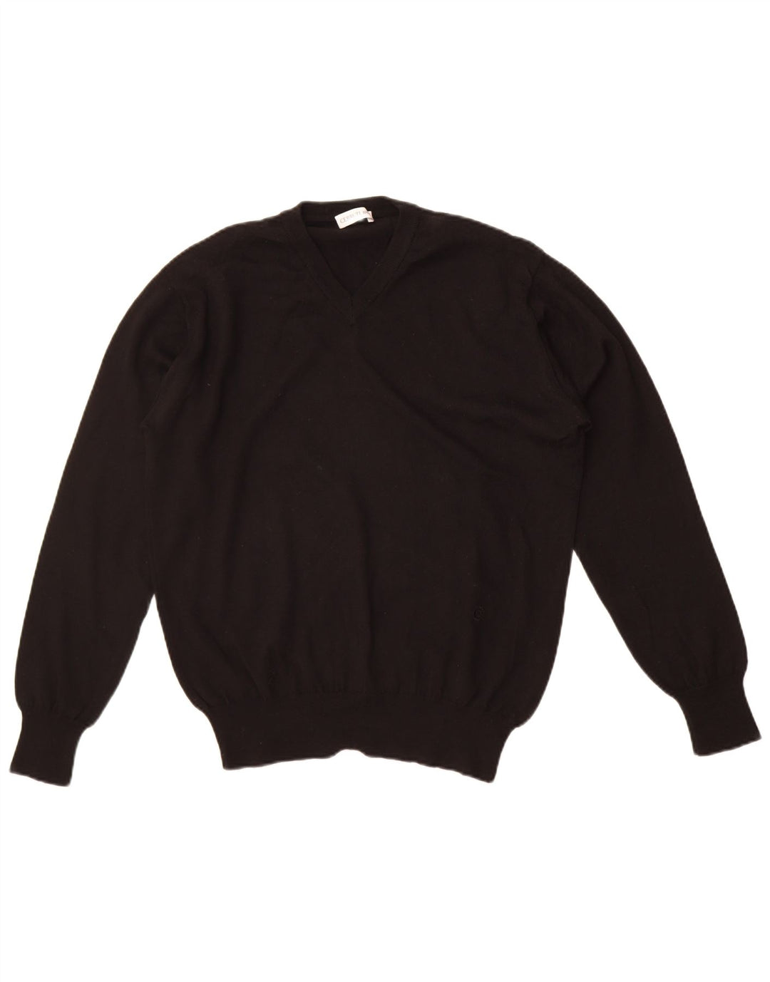 Мужской джемпер с v-образным вырезом Cerruti 1881 IT 48, средний черный из мериносовой шерсти