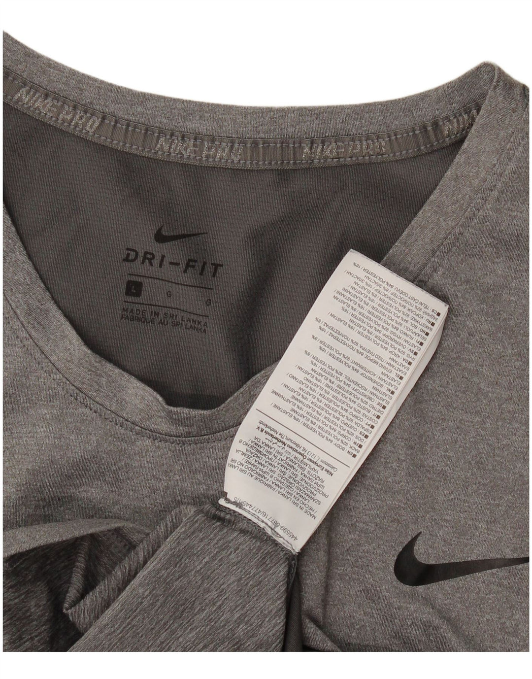 Женская футболка Nike Dri Fit Top UK 14, большой серый полиэстер