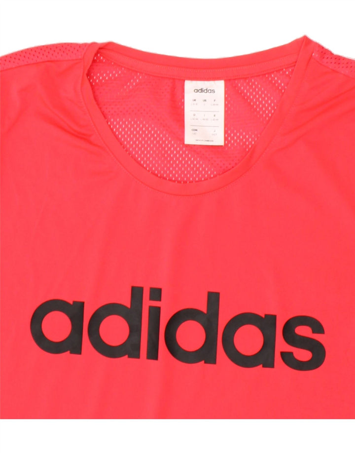 ADIDAS Womens Graphic T-Shirt Top UK 16/18 Large Red Polyester Vintage Adidas and Second-Hand Adidas from Messina Hembry 