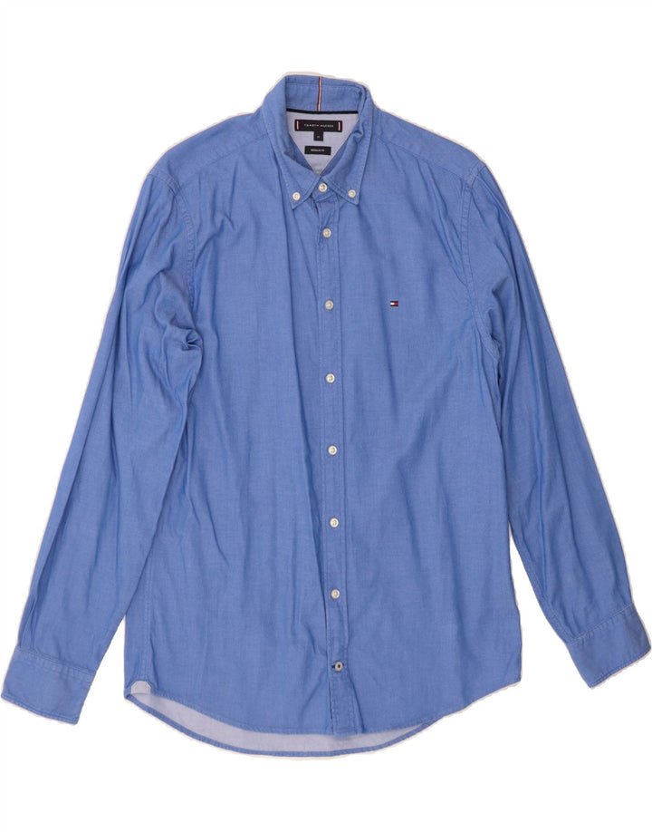 TOMMY HILFIGER Mens Regular Fit Shirt Medium Blue Cotton Vintage Tommy Hilfiger and Second-Hand Tommy Hilfiger from Messina Hembry 