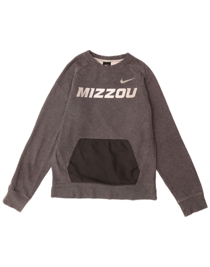 NIKE Mens Mizzou Graphic Sweatshirt Jumper Small Grey Cotton