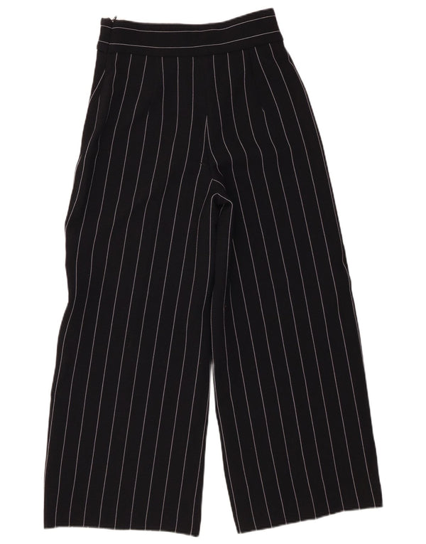 Zara Женские повседневные брюки с высокой талией и широкими штанинами XS W24 L25, черные в полоску