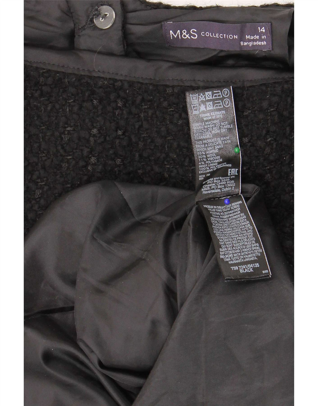 Женская мини-юбка Marks & Spencer UK 14 Medium W32, черный акрил