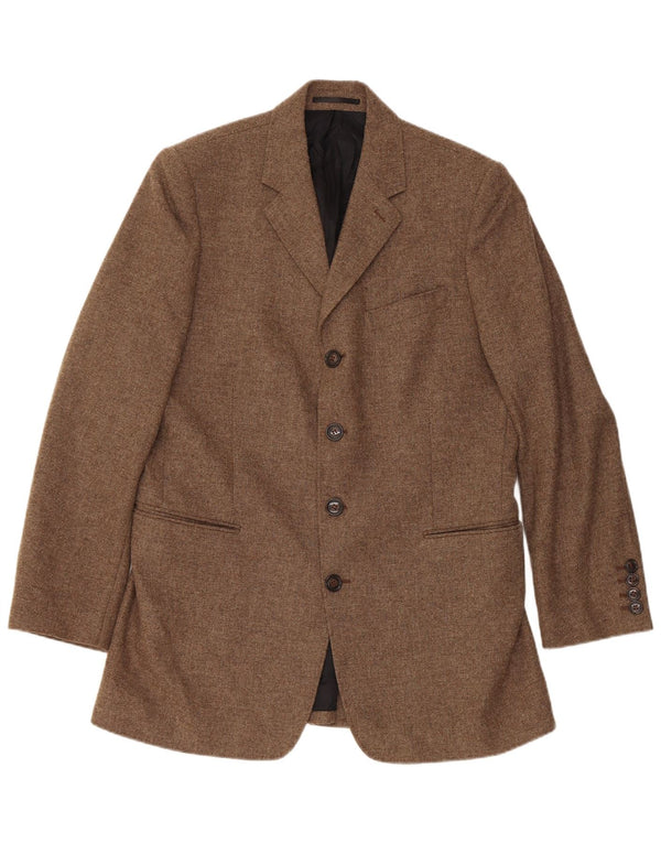 Reiss Mens 4 Button Blazer Jacket UK 40 Large Brown Wool