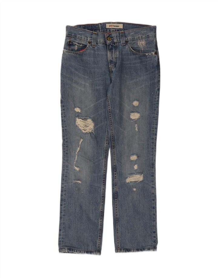 LEVI'S Womens 511 Distressed Skinny Jeans W32 L30 Blue Cotton Vintage Levi's and Second-Hand Levi's from Messina Hembry 