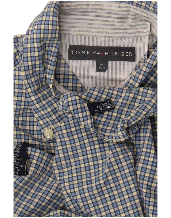 Мужская рубашка с коротким рукавом Tommy Hilfiger, хлопковая синяя клетка среднего размера