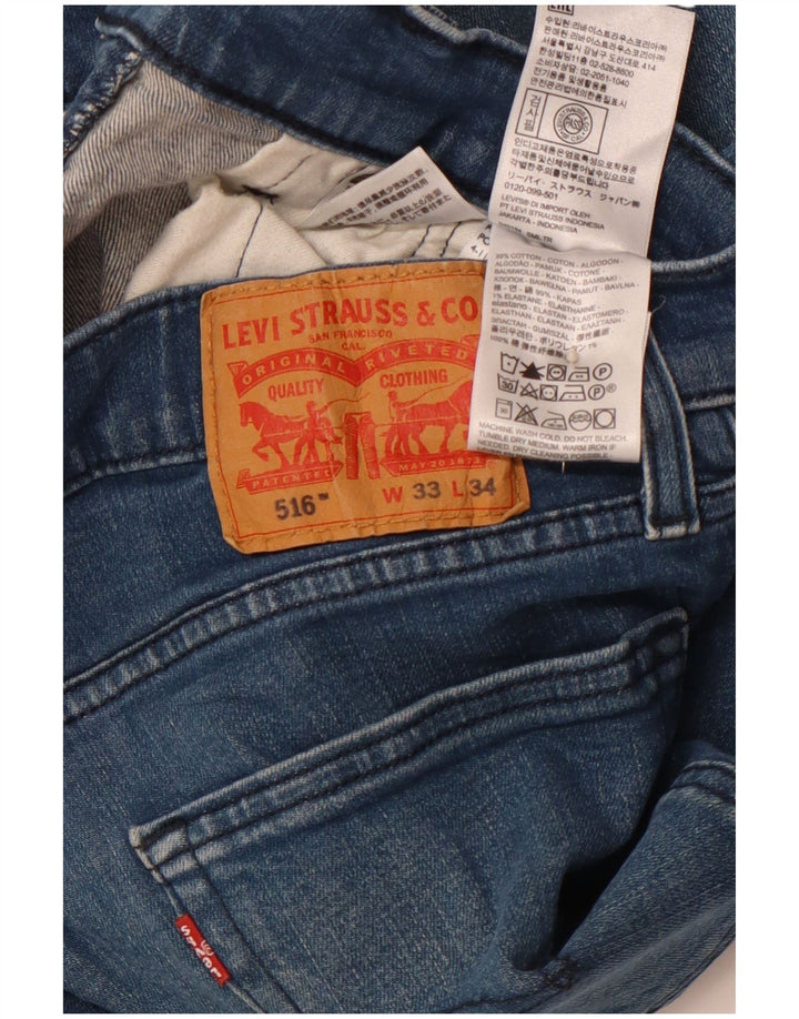 Мужские прямые джинсы LEVI'S 516 W33 L34 синие, хлопок