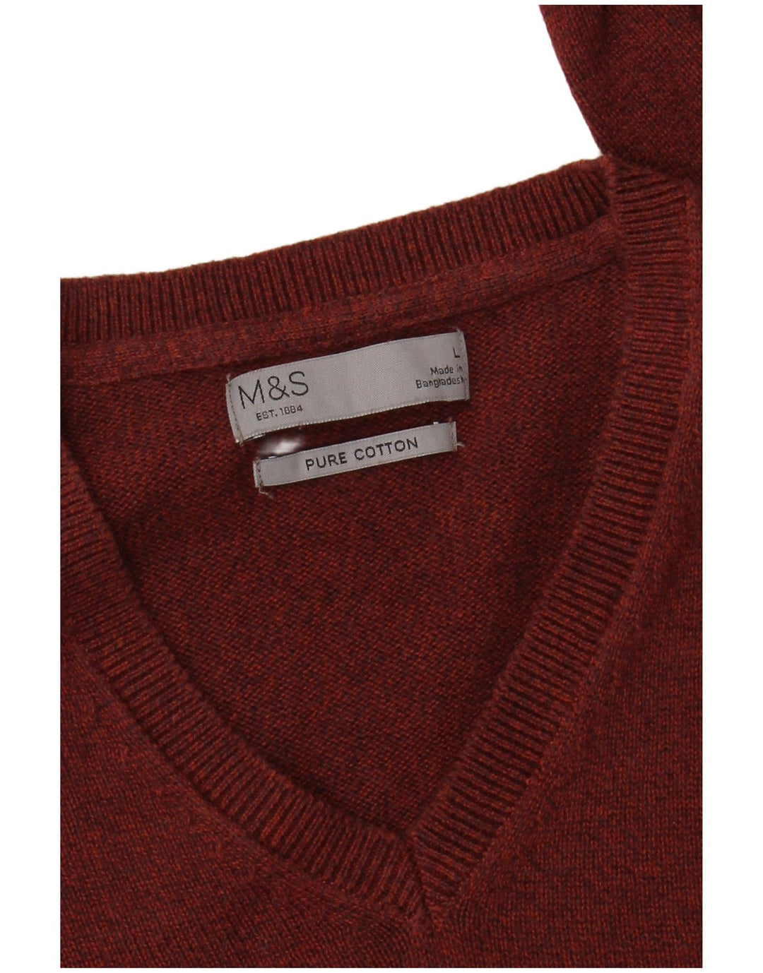 Мужской джемпер с v-образным вырезом Marks & Spencer, большой красный хлопковый свитер с крапинками