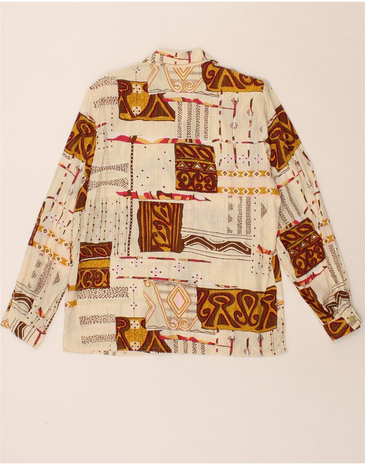 VINTAGE Womens Abstract Pattern Shirt IT 42 Medium Beige Viscose Vintage Vintage and Second-Hand Vintage from Messina Hembry 