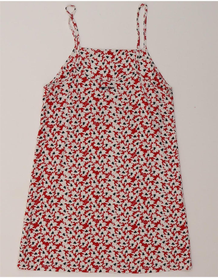 TOMMY HILFIGER Женская блузка с абстрактным узором UK 12 Средний красный