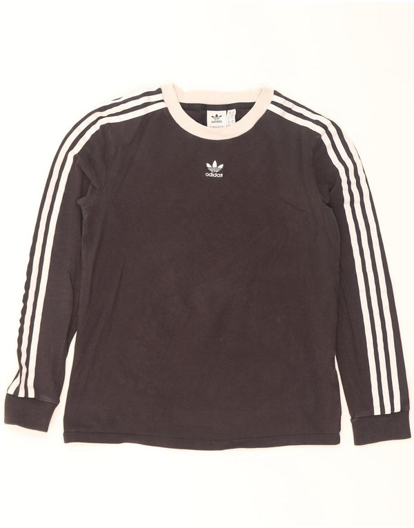 Женский топ Adidas с длинным рукавом UK 10, маленький черный, хлопок с цветными блоками