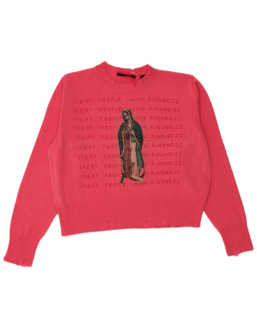 Женский укороченный джемпер с круглым вырезом DESIGUAL, Великобритания, 14, средний розовый цвет