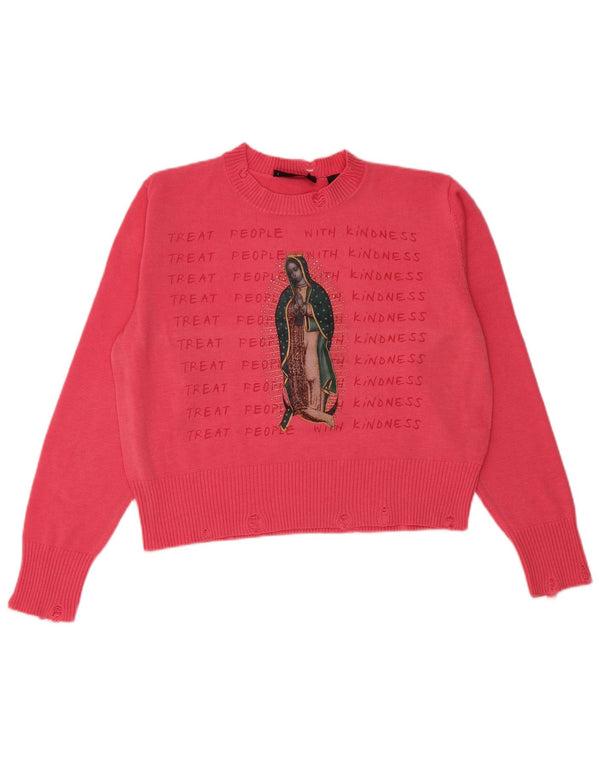 Женский укороченный джемпер с круглым вырезом DESIGUAL, Великобритания, 14, средний розовый цвет