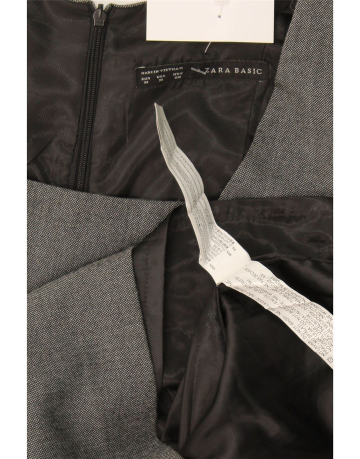 Женское платье с баской Zara UK 12, средний серый полиэстер