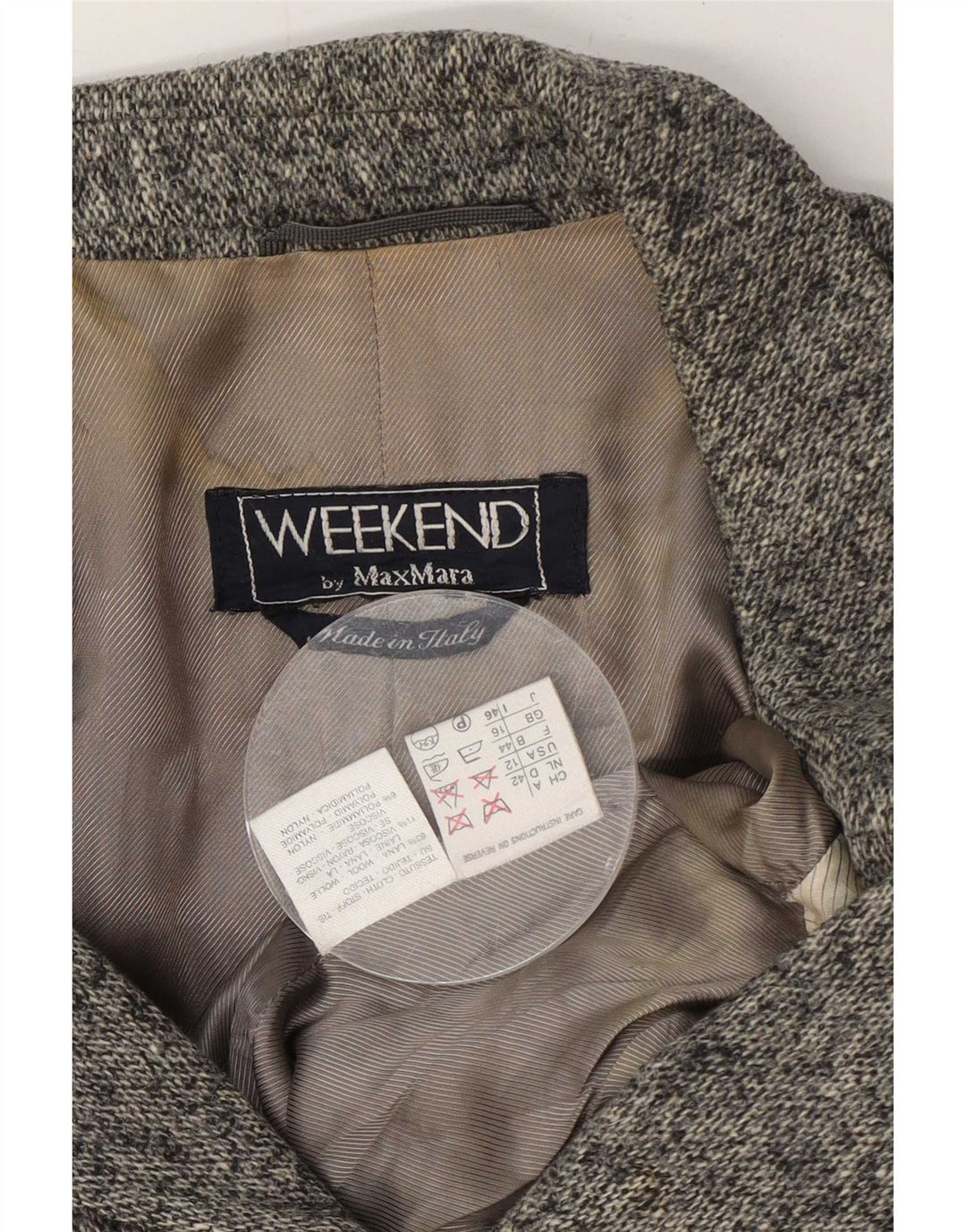 Max Mara Женский пиджак Weekend на 1 пуговице UK 16 Большой серый в крапинку