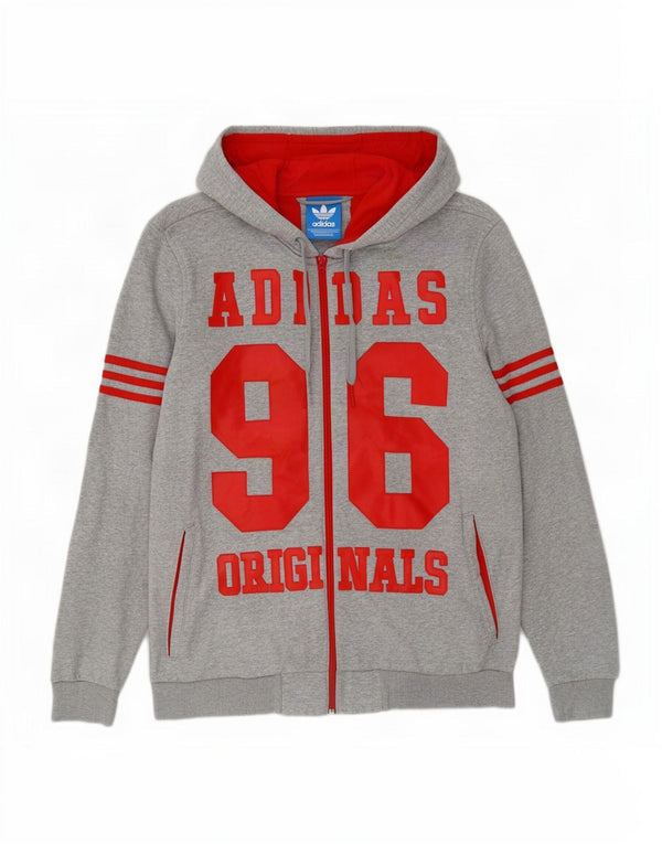 Мужской свитер с капюшоном Adidas на молнии с графическим рисунком, средний серый хлопок с крапинками