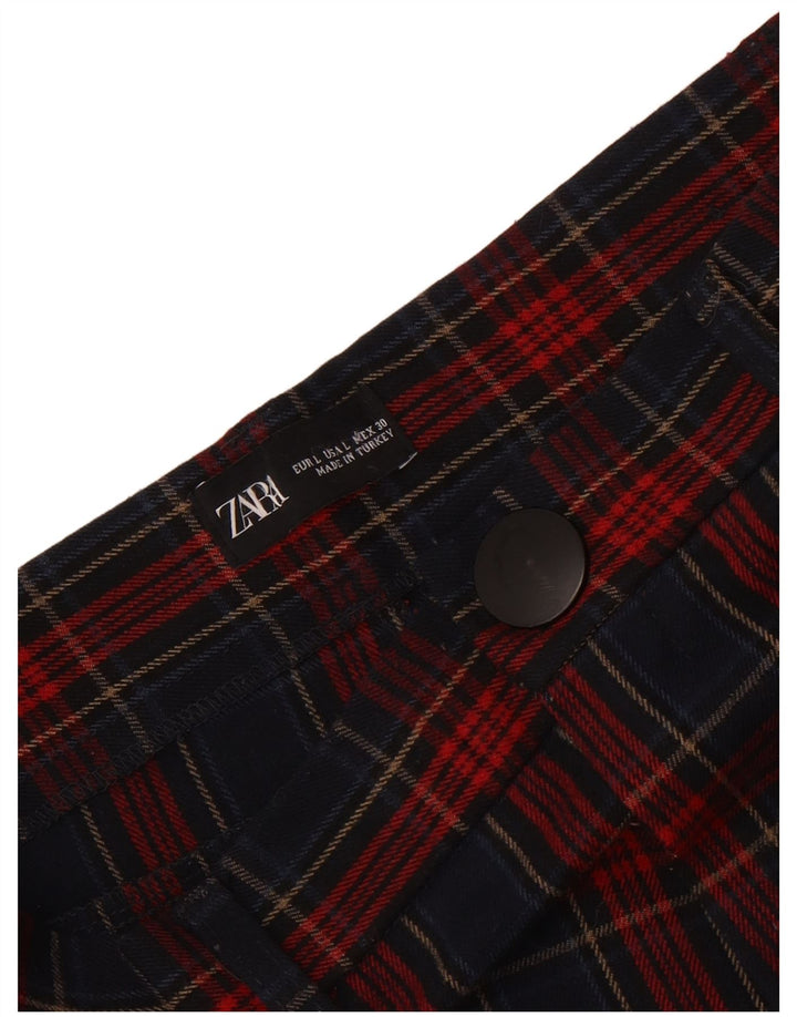Zara Женские узкие укороченные брюки большие W30 L25 в красную клетку