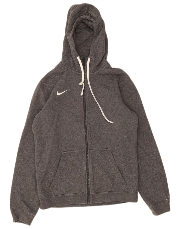 Мужской свитер с капюшоном на молнии Nike, маленький серый, хлопковый