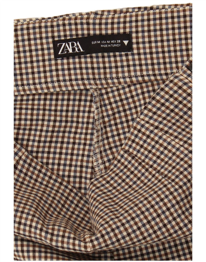 Женские узкие брюки Zara Medium W28 L28 Коричневые в мелкую клетку