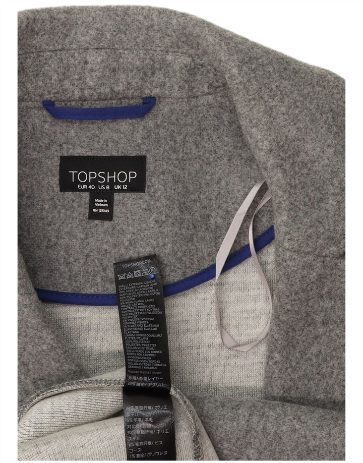 Topshop Женское открытое пальто UK 12 Средне-серый полиэстер