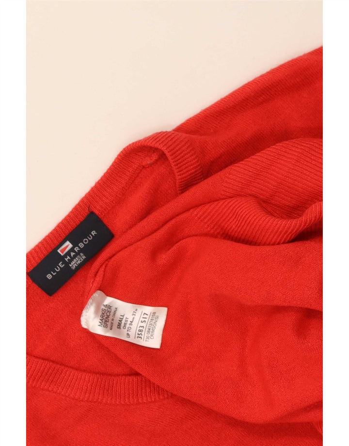 Мужской джемпер с v-образным вырезом Marks & Spencer Blue Harbour, маленький красный акрил