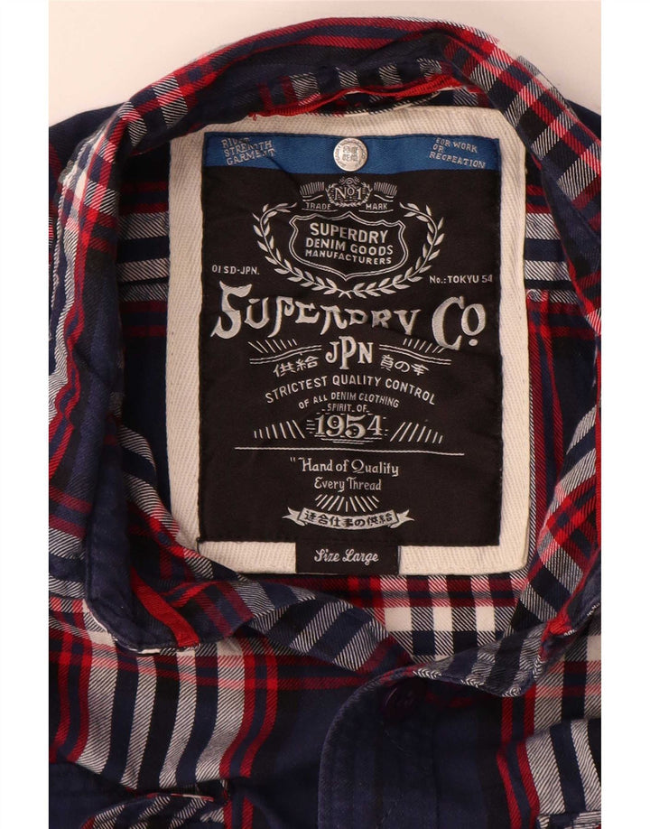 Мужская фланелевая рубашка Superdry, большая темно-синяя клетчатая хлопковая рубашка