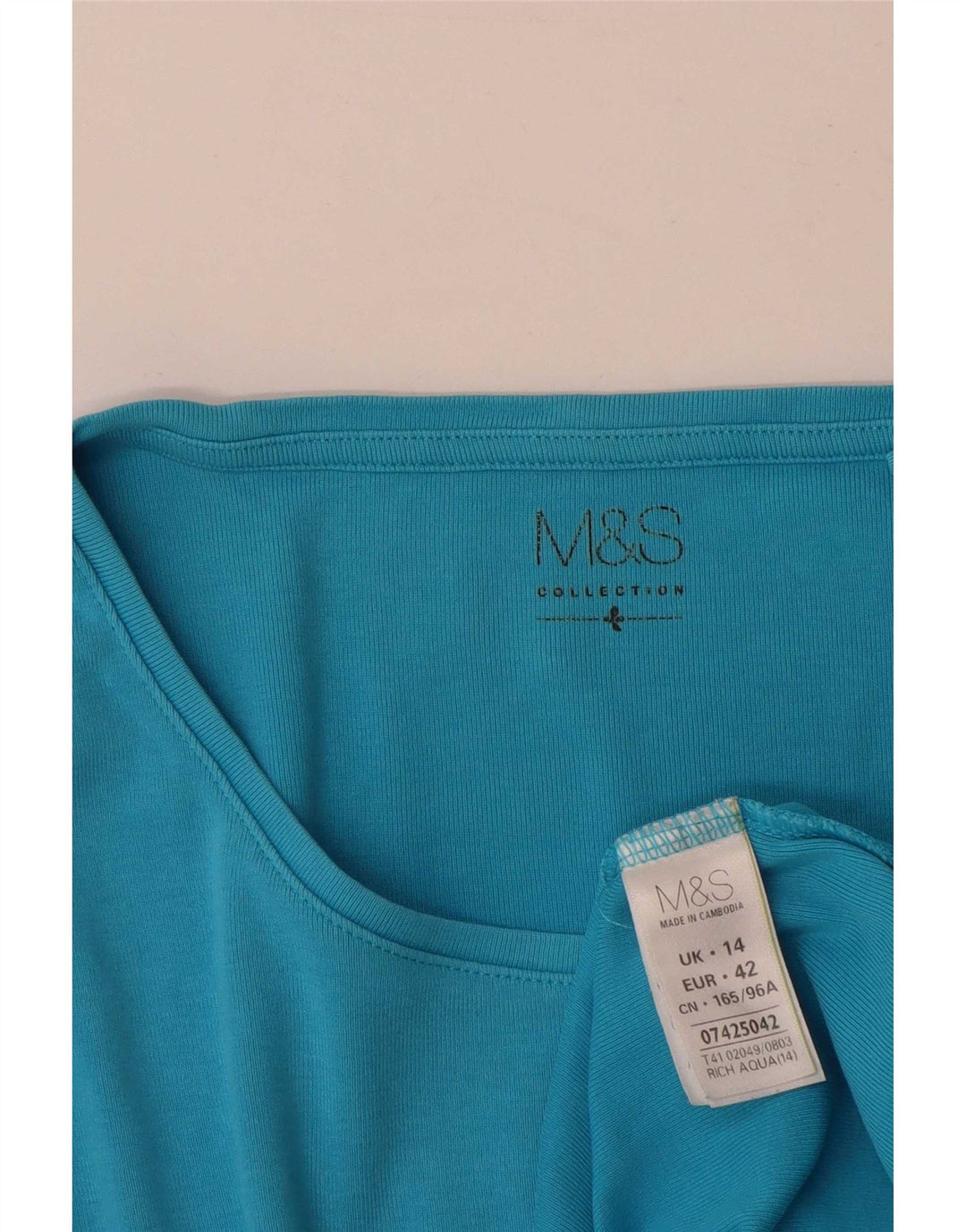 Женский топ с длинным рукавом Marks & Spencer, Великобритания 14, большой синий хлопок